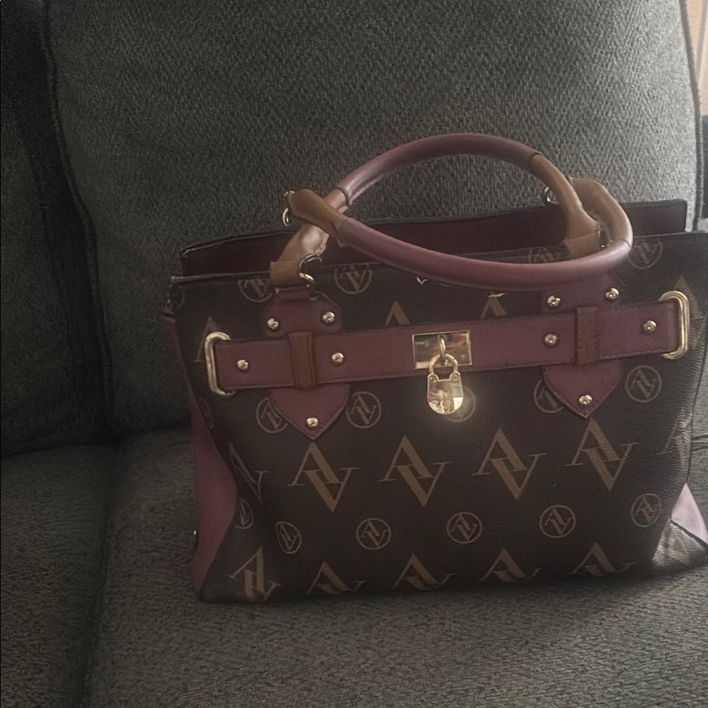 Adrienne Vittadini Pink and Brown Satchel with Chic Design